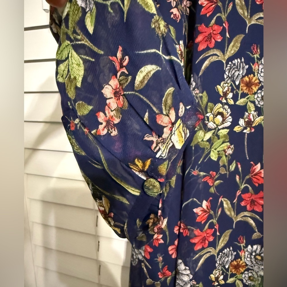 casual floral long sleeve swing dress with lining size L - Picture 6 of 7